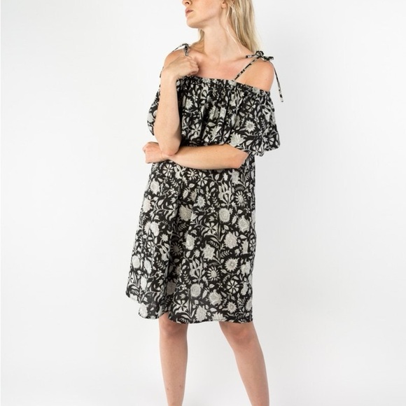 Emerson Fry Daphne India Collection Floral Ruffle Off Shoulder Dress Sundress - Picture 2 of 8